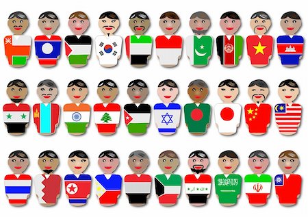 saudi arabia people - Vector illustration of representative people from Asia, dressed in their national flags. Shapes are separated on different layers and/or sublayers and can be edited or resized. Stock Photo - Budget Royalty-Free & Subscription, Code: 400-04085187
