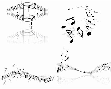 simsearch:400-04563238,k - Set of four vector musical notes staff Stock Photo - Budget Royalty-Free & Subscription, Code: 400-04085868