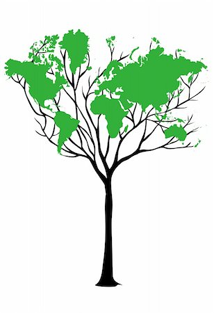 pollution illustration - world map tree, vector Stock Photo - Budget Royalty-Free & Subscription, Code: 400-04085862