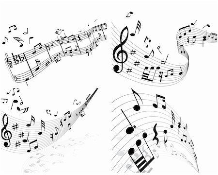 simsearch:400-04563238,k - Set of four vector musical notes staff Stock Photo - Budget Royalty-Free & Subscription, Code: 400-04085871