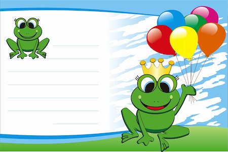 vector birthday card with frog and balloons Stock Photo - Budget Royalty-Free & Subscription, Code: 400-04085902