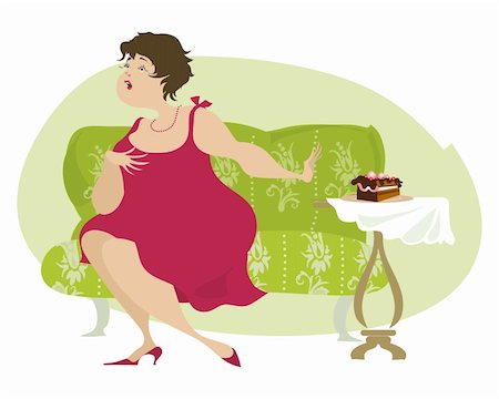 simsearch:400-04647880,k - A vector illustration of a plump lady standing against temptation:) Stock Photo - Budget Royalty-Free & Subscription, Code: 400-04086169