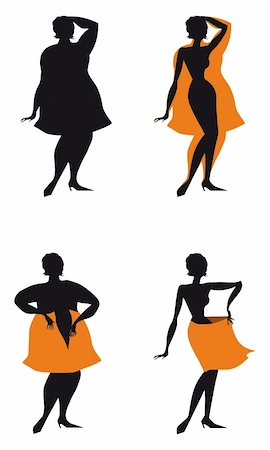 plump girls - A vector illustration of changes of woman's sizes affer diet Stock Photo - Budget Royalty-Free & Subscription, Code: 400-04086172