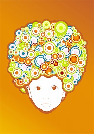 Baby with afro style. Vector Stock Photo - Budget Royalty-Free & Subscription, Code: 400-04086524