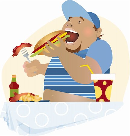 simsearch:400-06915547,k - A vector cartoon of a big boy having unhealthy meal Foto de stock - Super Valor sin royalties y Suscripción, Código: 400-04086976