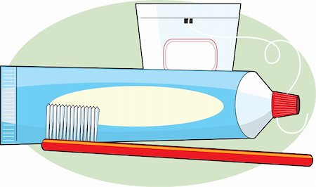 simsearch:400-04151137,k - A tube of toothpaste, a toothbrush and some floss Photographie de stock - Aubaine LD & Abonnement, Code: 400-04087929