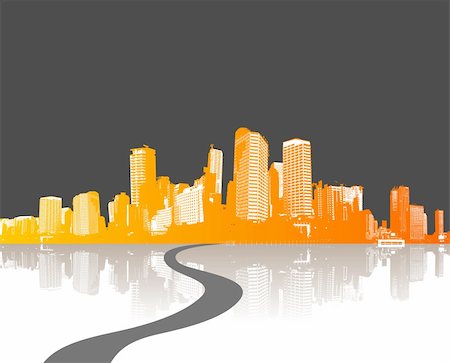 Illustration with city. vector Stock Photo - Budget Royalty-Free & Subscription, Code: 400-04089326