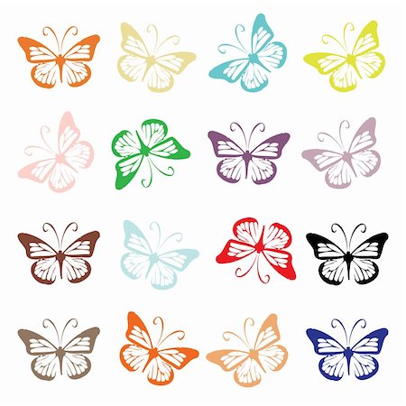 Butterfly set for your design Stock Photo - Budget Royalty-Free & Subscription, Code: 400-04089391