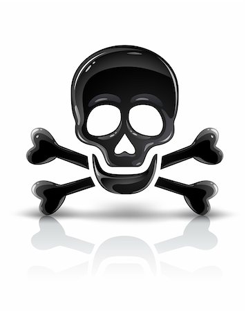 devil skull skeleton - black skull symbol with crossed bones vector illustration Stock Photo - Budget Royalty-Free & Subscription, Code: 400-04080143