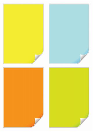 simsearch:400-04552970,k - collection of four coloured pieces of paper with page curls Stock Photo - Budget Royalty-Free & Subscription, Code: 400-04080246