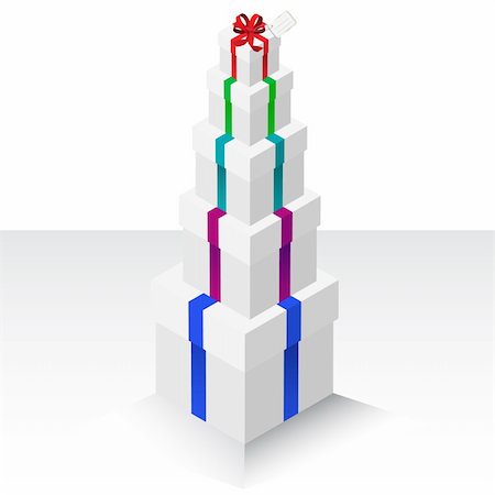 simsearch:400-04304378,k - Vector - Illustration of a stack of presents or gifts wrapped with a bow Photographie de stock - Aubaine LD & Abonnement, Code: 400-04080368