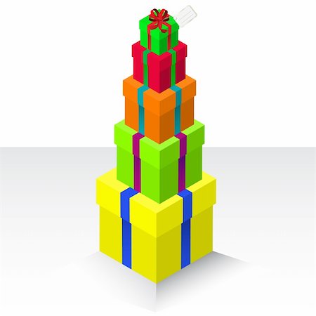 simsearch:400-04304378,k - Vector - Illustration of a stack of presents or gifts wrapped with a bow Photographie de stock - Aubaine LD & Abonnement, Code: 400-04080369