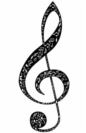 Treble clef design by musical notes on a white background Stock Photo - Budget Royalty-Free & Subscription, Code: 400-04080630