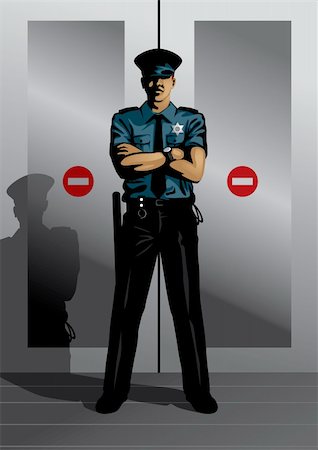 Illustration of a security guard on watch. This image is scalable to any size without quality loss. Vector eps8. Stock Photo - Budget Royalty-Free & Subscription, Code: 400-04081738