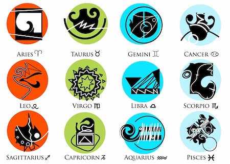 Picasso styled zodiac signs Stock Photo - Budget Royalty-Free & Subscription, Code: 400-04081852