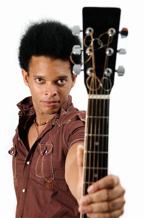 simsearch:400-04163139,k - Portrait of trendy african american man holding acoustic guitar isolated Stock Photo - Budget Royalty-Free & Subscription, Code: 400-04082776