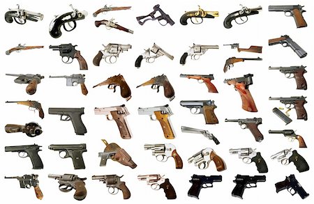 simsearch:400-04335613,k - High resolution photos of various pistols each isolated on a white background. Pack of 47, great value for money! Stock Photo - Budget Royalty-Free & Subscription, Code: 400-04082843