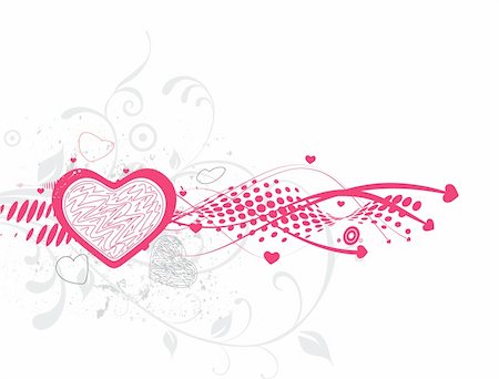 roochak_red (artist) - Valentine Day floral wave halftone line background with heart Stock Photo - Budget Royalty-Free & Subscription, Code: 400-04083056