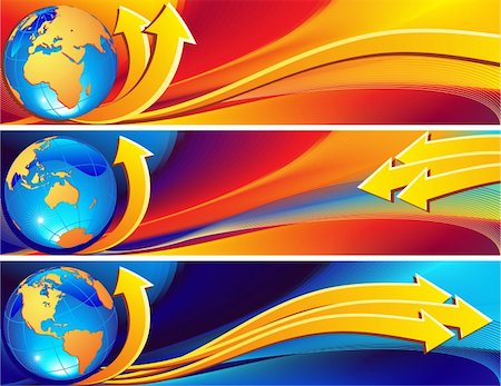 Vector illustration - a globe banner on an abstract rainbow background Stock Photo - Budget Royalty-Free & Subscription, Code: 400-04083937
