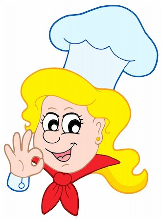 Happy chef woman on white background - vector illustration. Stock Photo - Budget Royalty-Free & Subscription, Code: 400-04094831