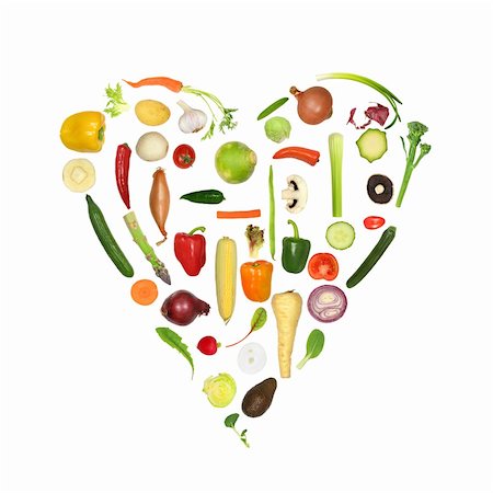simsearch:400-06864386,k - Heart of fresh vegetables, symbolizing a healthy heart, over white background. Stock Photo - Budget Royalty-Free & Subscription, Code: 400-04094873