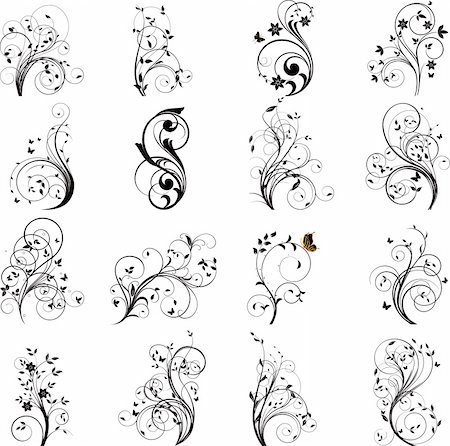 simsearch:400-04885743,k - Set of floral design elements vector Stock Photo - Budget Royalty-Free & Subscription, Code: 400-04095514