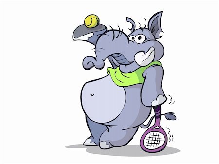 simsearch:400-04886615,k - Elephant is ready for a game of tennis Stock Photo - Budget Royalty-Free & Subscription, Code: 400-04096933
