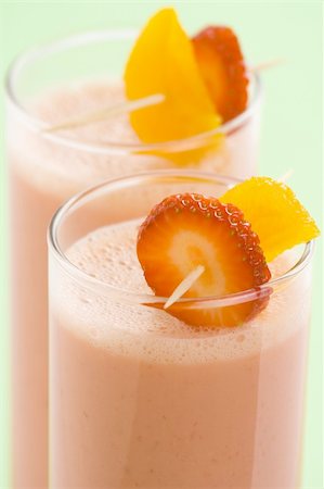 simsearch:824-07586355,k - delicious refreshing strawberry orange banana milkshake natural isolated Stock Photo - Budget Royalty-Free & Subscription, Code: 400-04098786