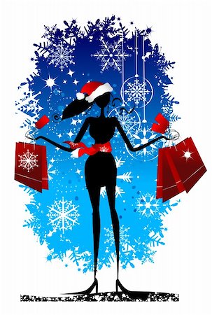 simsearch:400-04659792,k - Christmas shopping, fashion woman for yor design Stock Photo - Budget Royalty-Free & Subscription, Code: 400-04099892