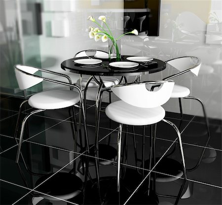 simsearch:400-04720552,k - dining table in modern cafe 3d image Stock Photo - Budget Royalty-Free & Subscription, Code: 400-04091475