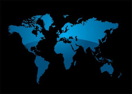 World map on a black background with a modern blue gradient Stock Photo - Budget Royalty-Free & Subscription, Code: 400-04091730