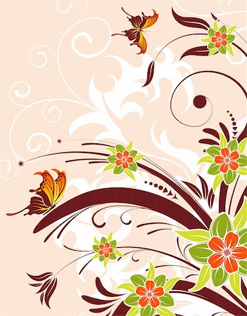 simsearch:400-04028303,k - Flower background with butterfly, element for design, vector illustration Stock Photo - Budget Royalty-Free & Subscription, Code: 400-04091881