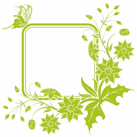 simsearch:400-04028301,k - Flower frame with Butterfly, element for design, vector illustration Stock Photo - Budget Royalty-Free & Subscription, Code: 400-04091909