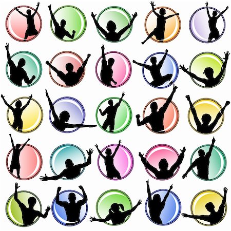 simsearch:400-05118638,k - Set of editable vector buttons with people silhouettes Stock Photo - Budget Royalty-Free & Subscription, Code: 400-04092834