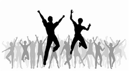 simsearch:400-05118638,k - Editable vector illustration of people jumping in celebration with every person as a separate object Stock Photo - Budget Royalty-Free & Subscription, Code: 400-04092837