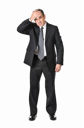 person surprised and scared full body - Upset businessman in a suit isolated on white background Stock Photo - Budget Royalty-Free & Subscription, Code: 400-04093564