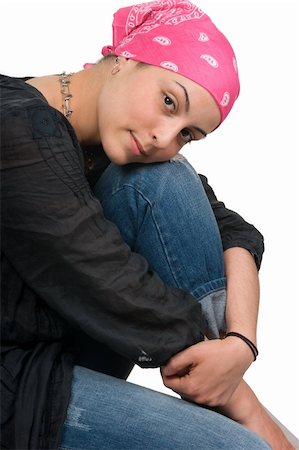 Beautiful breast cancer survivor with bandanna ( 2 months after chemo) Stock Photo - Budget Royalty-Free & Subscription, Code: 400-04105346