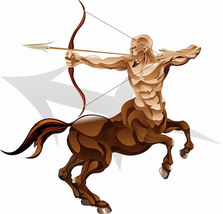 Illustration representing sagittarius the archer star or birth sign. Includes the symbol or icon in the background Stock Photo - Budget Royalty-Free & Subscription, Code: 400-04107098