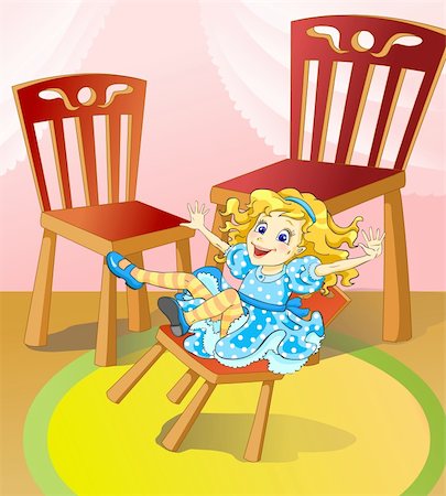 regisser_com (artist) - Illustration for tale Three bears. Funny little girl swing on the chair. Stock Photo - Budget Royalty-Free & Subscription, Code: 400-04107617