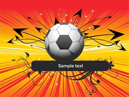 simsearch:400-04833689,k - red rays background with shiny star, swirl, arrowhead, and soccer with sample text, vector illustration Stock Photo - Budget Royalty-Free & Subscription, Code: 400-04109560