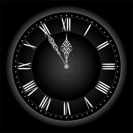 Five to twelve... or time's nearly up! Stylish and elegant vector clock with the hands at five to twelve. Global colors, linear gradient, blends. Stock Photo - Budget Royalty-Free & Subscription, Code: 400-04101838