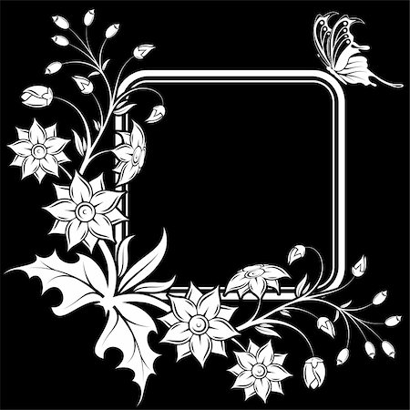 simsearch:400-04028301,k - Flower frame with Butterfly, element for design, vector illustration Stock Photo - Budget Royalty-Free & Subscription, Code: 400-04102834