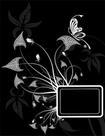 simsearch:400-04028301,k - Flower frame with Butterfly, element for design, vector illustration Stock Photo - Budget Royalty-Free & Subscription, Code: 400-04102837