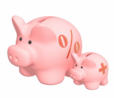 simsearch:400-06077471,k - Two piggy banks of pink color. Object over white Stock Photo - Budget Royalty-Free & Subscription, Code: 400-04103313