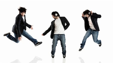 simsearch:6109-08802676,k - Young modern man dancing over a white background Stock Photo - Budget Royalty-Free & Subscription, Code: 400-04103363