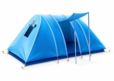 blue tourist tent with opened entrance for travel and camping - vector illustration Stock Photo - Budget Royalty-Free & Subscription, Code: 400-04114137