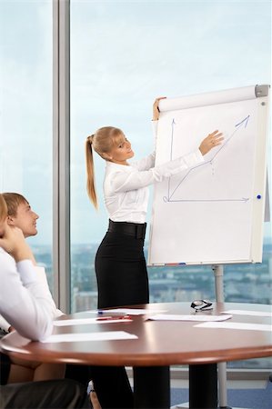 simsearch:400-05710386,k - The beautiful business woman holds business plan presentation at office Stock Photo - Budget Royalty-Free & Subscription, Code: 400-04114202