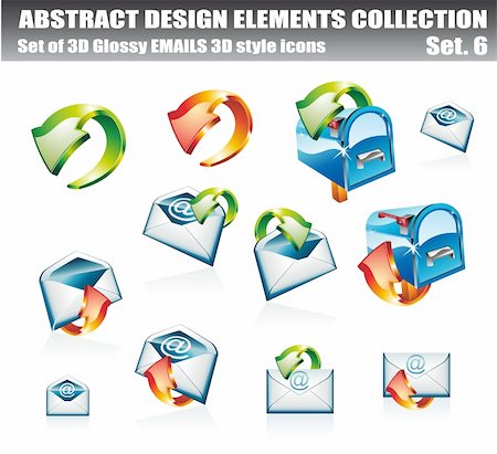 3D and 2D Email Design Elements Collection - Set 6 Stock Photo - Budget Royalty-Free & Subscription, Code: 400-04116990