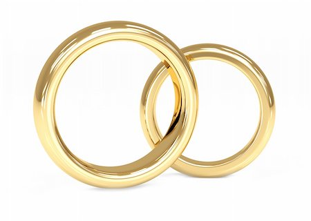 Two 3d gold wedding ring. Objects over white Photographie de stock - Aubaine LD & Abonnement, Code: 400-04118910