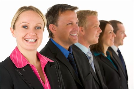 Group Of Business People In A Line Smiling Stock Photo - Budget Royalty-Free & Subscription, Code: 400-04119046